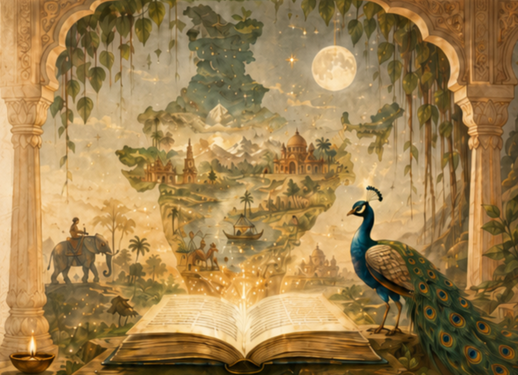 An enchanted Indian storybook landscape